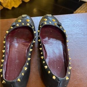 Marc Jacobs Black Flats with Gold Studs